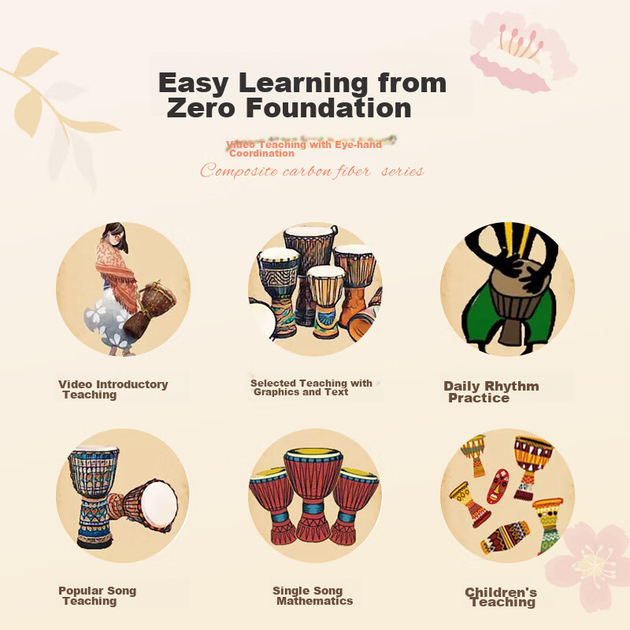Барабан африканський джембе з карбону 10 дюймів дитячий легкий - зображення 5