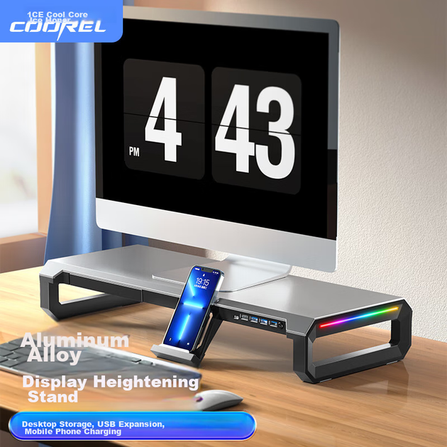 Підставка ICE COOREL T2 під монітор складана з USB 3.0-хабом - зображення 4