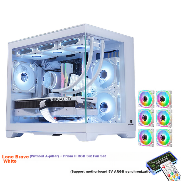 Корпус Wanjia Guyongzhe Seaside View, башенный, с комплектом из шести RGB-вентиляторов Prism, для плат M-ATX, водяное охлаждение 360 мм, для видеокарт 4090 - изображение 10