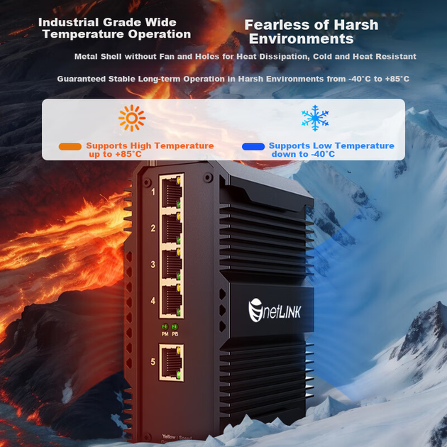 Промышленный коммутатор NetLINK, 5 портов, 100 Мбит/с, DC 12-54 В, крепление на DIN-рейку, без блока питания, модель HTB-6000 - изображение 4