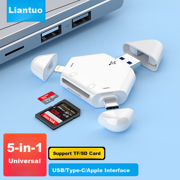 Картридер LinkStone USB 3.0 OTG SD/TF с Lightning и Type-C для смартфонов и камер - Фото 8 Картридер LinkStone USB 3.0 OTG SD/TF с Lightning и Type-C для смартфонов и камер - изображение 8