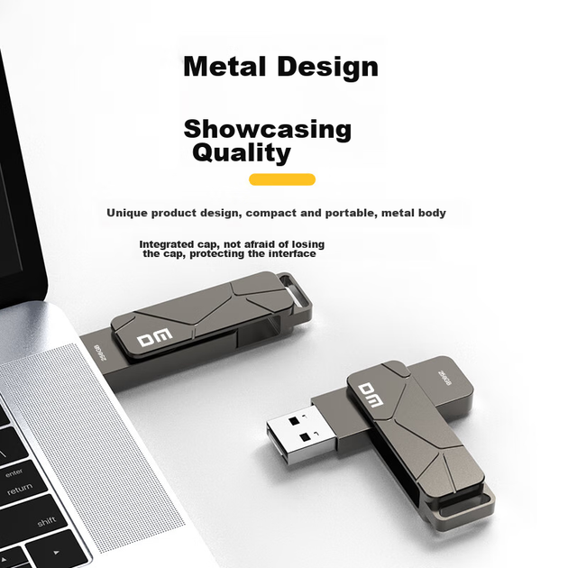 Флеш-накопичувач DM Daimai 256 ГБ USB 3.2 PD197 з металевим обертовим високошвидкісним зчитуванням/записом великої ємності для бізнесу, офісу, навчання, використання в автомобілі, міцний флеш-накопичувач - зображення 5