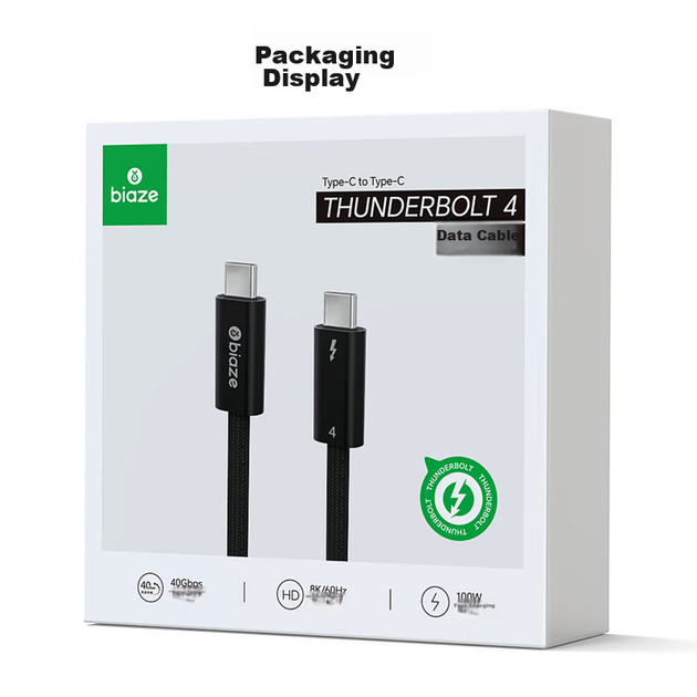 Кабель Biaze ZH232 Thunderbolt 4 Type-C - Thunderbolt 4 Type-C 40 Гбит/с 8K 60 Гц 100 Вт 1 м - изображение 10