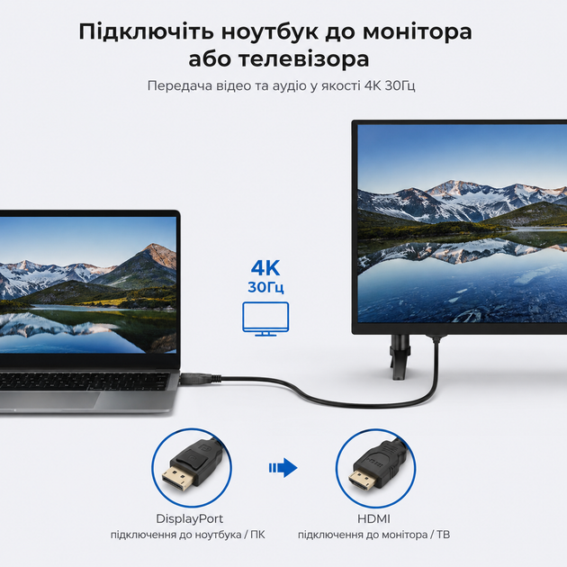 Кабель DisplayPort - HDMI 4K 30Гц 1.8м 78357 - Фото 4 Кабель DisplayPort - HDMI 4K 30Гц 1.8м 78357 - изображение 4