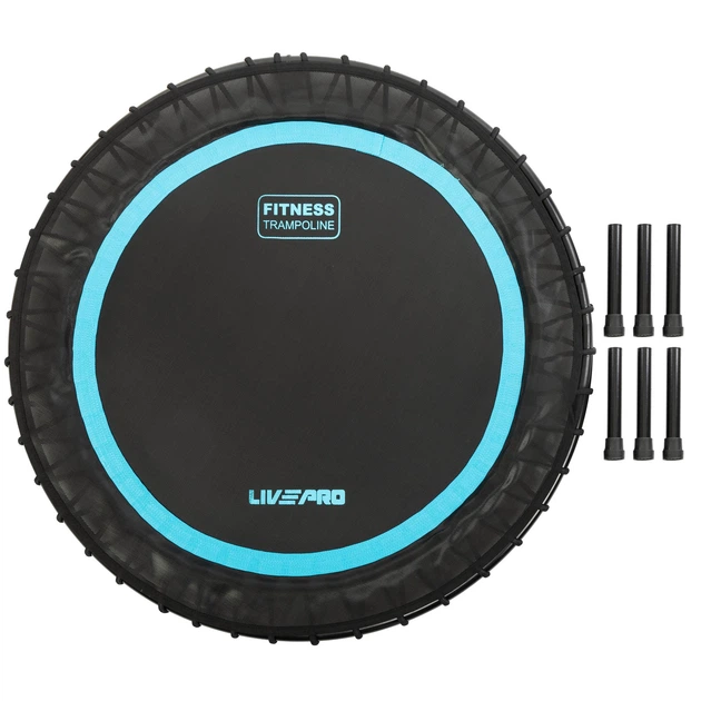 Фітнес батут для джампінгу складаний круглий ø40» (100см) LiveUp LP8250 (метал, поліестер, латекс, кріплення джгуті, d-100см, чорний-синій) - зображення 11