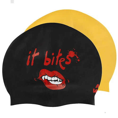 Шапочка для плавания двухсторонняя силиконовая для взрослых MD It bites reversible M055430 Черный-золотой - изображение 2