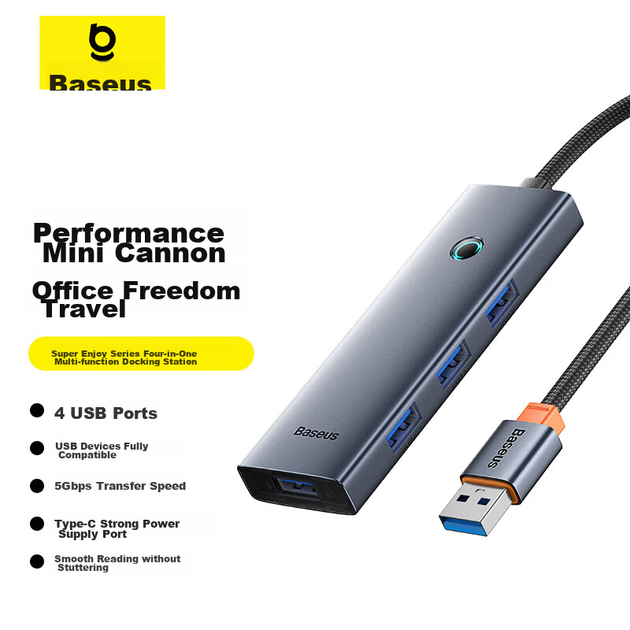 Док-станция расширения Baseus USB 3.0, разветвитель для зарядки и подключения к хабу, универсальный адаптер-конвертер для ноутбуков Huawei и Lenovo, автомобильное крепление, 50 см. - изображение 10