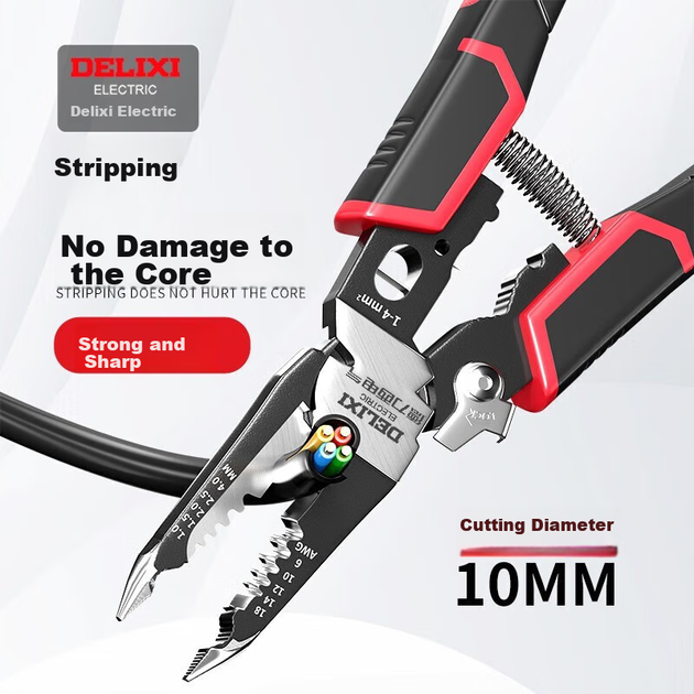 DELIXI ELECTRIC Багатофункціональні плоскогубці для зняття ізоляції з дроту, ручні плоскогубці для електрика, інструмент для зняття ізоляції з кабелю, інструмент для зняття ізоляції з дроту та кабелю, 9-I - изображение 12