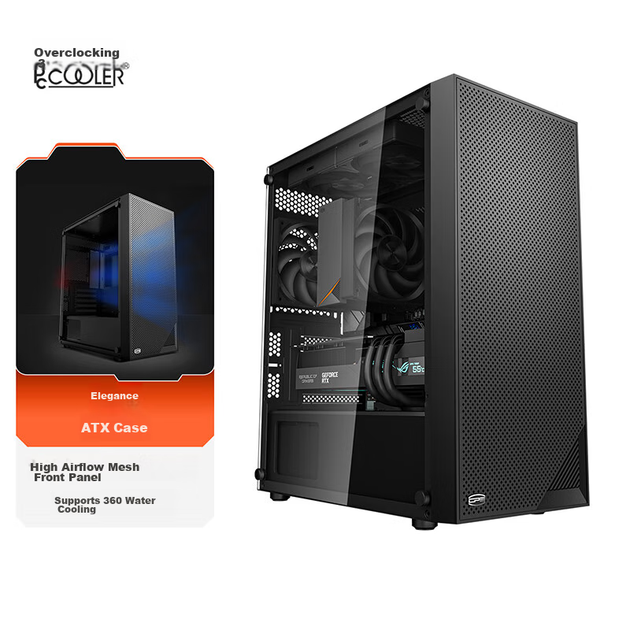 Корпус PCCOOLER Fenghua B310 Micro-ATX со стеклом и поддержкой СЖО 360 мм, черный - изображение 4