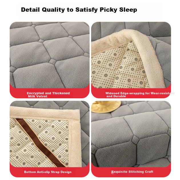 Наматрацник MINISO Milk Velvet Soft, складний, потовщений, теплий килимок для ліжка 1,8x2 метри - Фото 4 Наматрацник MINISO Milk Velvet Soft, складний, потовщений, теплий килимок для ліжка 1,8x2 метри - изображение 4