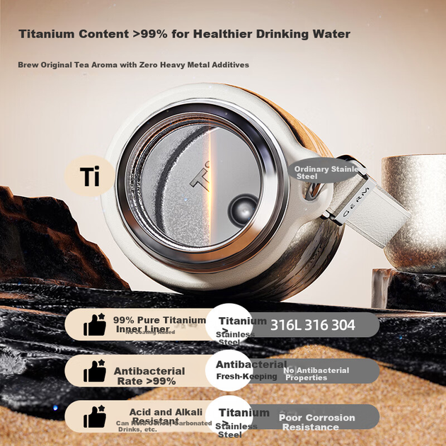 Термос Germ Pure Titanium с изоляцией, посвященный Ван Гогу, с дисплеем температуры, женская кружка для чая, подарочная коробка, 580 мл, розовый цвет. - изображение 9