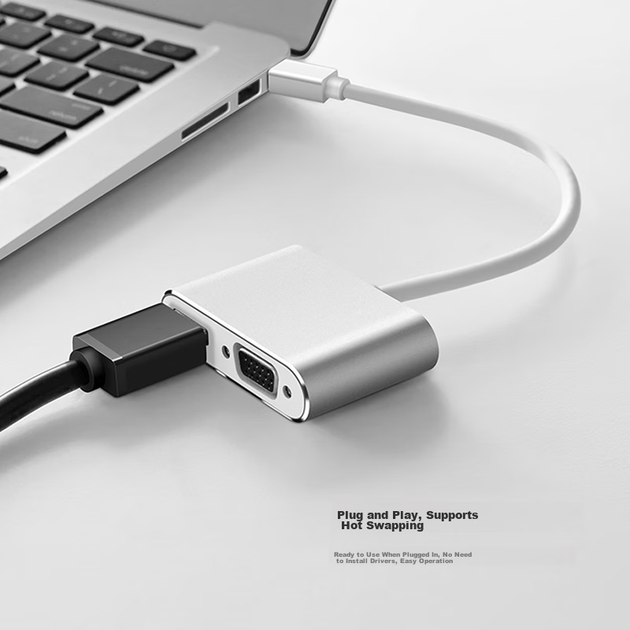 Конвертер Snowkids Mini DP в HDMI и VGA двухпортовый 4K для ноутбука, проектора и телевизора - изображение 8