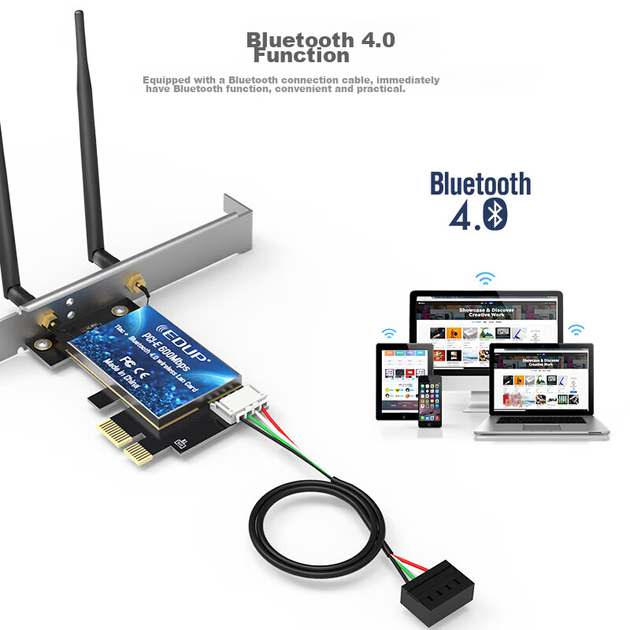 Бездротова мережева карта EDUP PCI-E, дводіапазонний бездротовий модуль WIFI Bluetooth 4.0 зі швидкістю 600 Мбіт/с, адаптер Bluetooth, вбудований приймач WIFI для настільного комп'ютера EP-9619 - Фото 10 Бездротова мережева карта EDUP PCI-E, дводіапазонний бездротовий модуль WIFI Bluetooth 4.0 зі швидкістю 600 Мбіт/с, адаптер Bluetooth, вбудований приймач WIFI для настільного комп'ютера EP-9619 - зображення 10