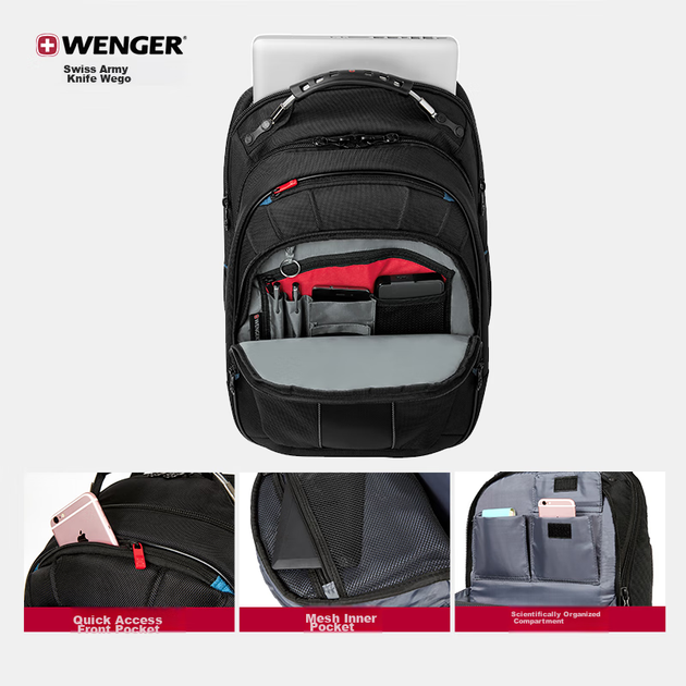 Рюкзак WENGER для ноутбука 17.3 дюйма деловой дорожный - Фото 8 Рюкзак WENGER для ноутбука 17.3 дюйма деловой дорожный - изображение 8