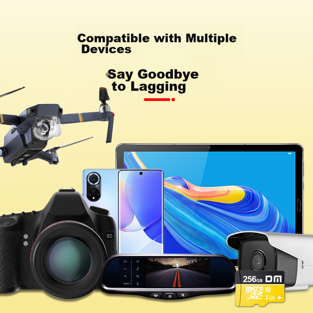 Карта памяти DM Daimai 256 ГБ TF (MicroSD), желтая, высокоскоростная карта памяти C10 для мобильных телефонов, видеорегистраторов и камер видеонаблюдения. - изображение 6