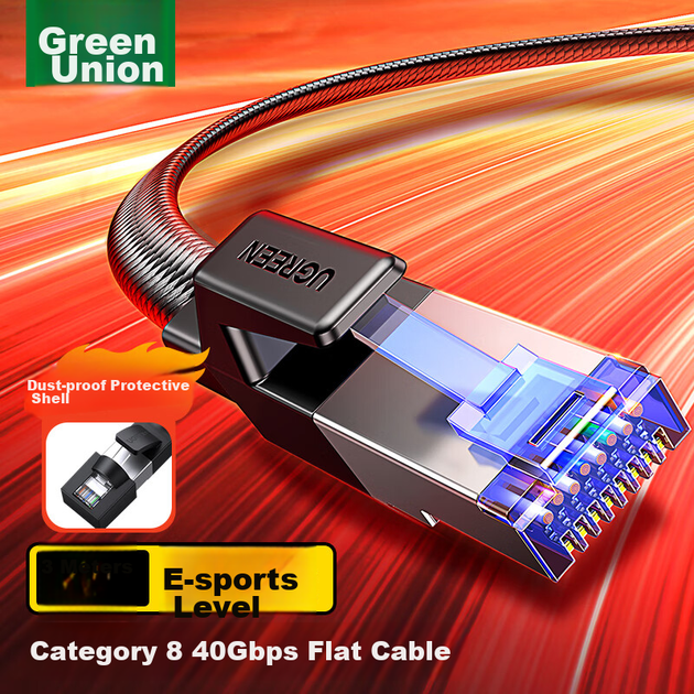 Кабель Ethernet UGREEN Cat8, чиста мідь, екранований, гігабітний, 8-жильний, патч-корд, 3 м, модель 80432 - Фото 4 Кабель Ethernet UGREEN Cat8, чиста мідь, екранований, гігабітний, 8-жильний, патч-корд, 3 м, модель 80432 - зображення 4