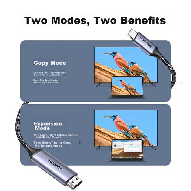 Кабель UGREEN Type-C на HDMI, 4K 60 Гц и 2K 144 Гц, совместим с Thunderbolt 4/5, для телефона и ноутбука Apple, для вывода на монитор, 1.5 м - Фото 9 Кабель UGREEN Type-C на HDMI, 4K 60 Гц и 2K 144 Гц, совместим с Thunderbolt 4/5, для телефона и ноутбука Apple, для вывода на монитор, 1.5 м - изображение 9