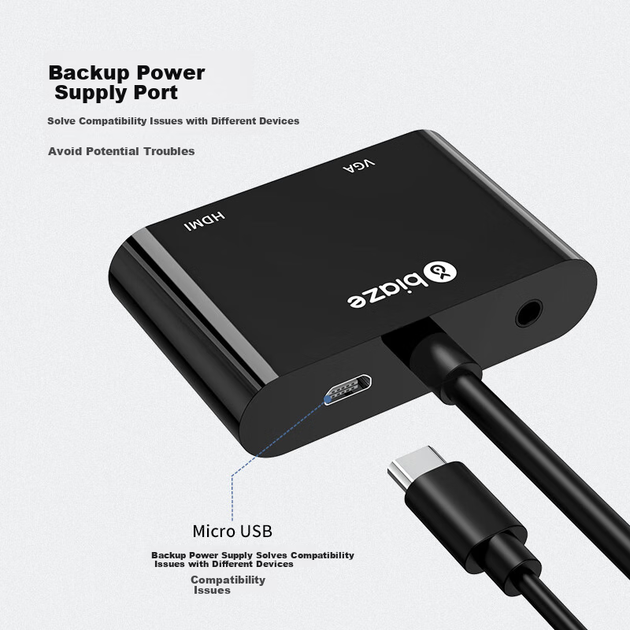 Разветвитель видеосигнала BIAZE HGK4 MicroHDMI на VGA/HDMI - изображение 5