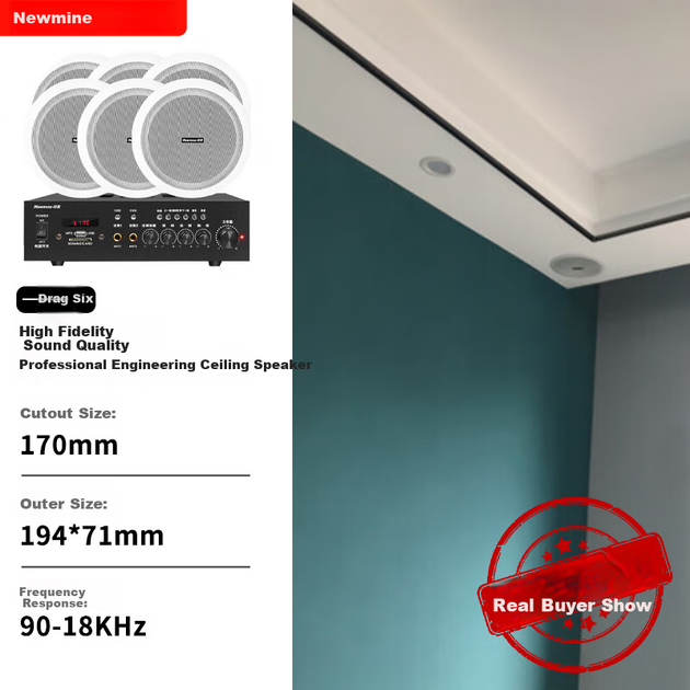 Комплект потолочных колонок Newmine 6 дюймов с Bluetooth-усилителем для фоновой музыки - изображение 11
