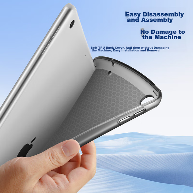 Чехол-подставка для iPad 7, 8 и 9 поколения 10.2 дюйма 2019-2021, трехсекционный, противоударный, мягкий, с функцией сна и пробуждения, черный - изображение 11