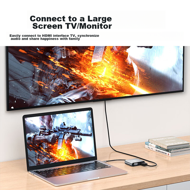 Адаптер-док-станция LinkStone Type-C, конвертер USB-C на HDMI, VGA, USB 3.0 и PD с быстрой зарядкой, для компьютеров Apple, iPad и телефонов Huawei - изображение 7