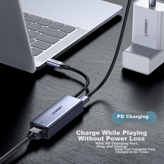 Сетевой адаптер Ugreen 60550 / USB Type-C / Gigabit Ethernet / Gold - изображение 3