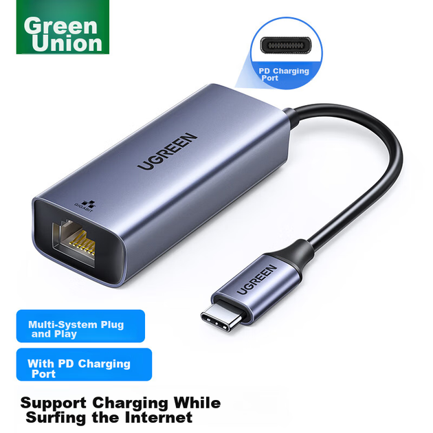 Сетевой адаптер Ugreen 60550 / USB Type-C / Gigabit Ethernet / Gold - изображение 2