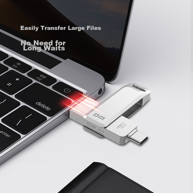 Флеш-накопичувач DM Daimai 256 ГБ типу C USB 3.2 для телефону, металевий PD168 з двома інтерфейсами, сумісний з телефоном і комп'ютером - зображення 6
