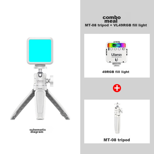 Ulanzi VL49RGB+MT-08 Белый комплект: магнитный полноцветный заполняющий свет, портативный светодиодный карманный светильник с двойной температурой для фотосъемки на беззеркальных камерах, смартфонах, портретной съемки в помещении и создания спецэффектов. - изображение 5