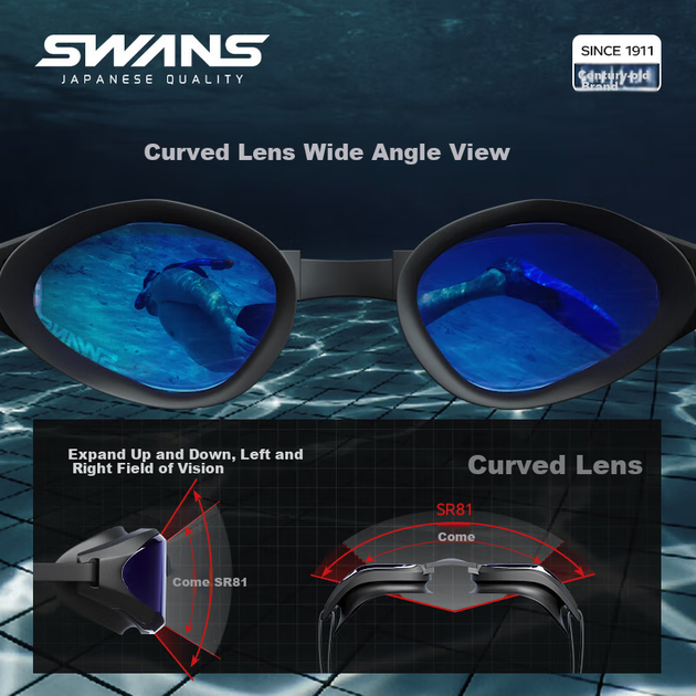 Очки для плавания зеркальные Swans SR81M-2, черные - изображение 6