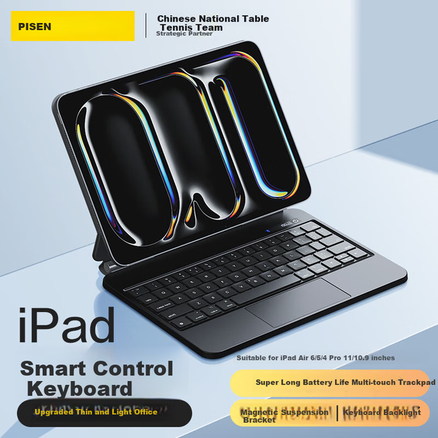 Чохол-клавіатура для планшета Apple iPad Air 11" 2025/2024/Air 10.9" 2022/2020/Pro 11" Pisen TP-KB02 Black - Фото 4 Чохол-клавіатура для планшета Apple iPad Air 11" 2025/2024/Air 10.9" 2022/2020/Pro 11" Pisen TP-KB02 Black - зображення 4