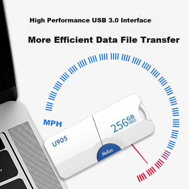 Флеш-накопитель Netac U905 256 ГБ USB 3.2, тонкий высокоскоростной флеш-накопитель с функцией push-pull, зашифрованный USB-накопитель. - зображення 6