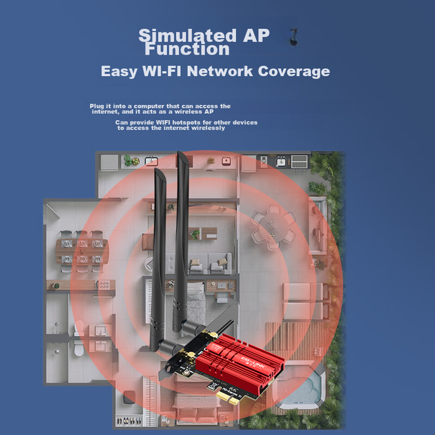 Бездротова мережева карта EB-LINK Intel AX210 PCI-E, Bluetooth 5.3, вбудований тридіапазонний WiFi 6 для настільного комп'ютера, гігабітна мережева карта 5374 Мбіт/с, ігрова мережева карта PCIE для настільних комп'ютерів - зображення 12
