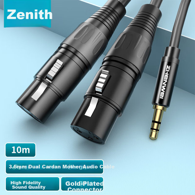 Аудиокабель ZHENWEI Mini Jack 3.5 мм - 2 x XLR мама, 10 м (ZW-YPX335) - изображение 2