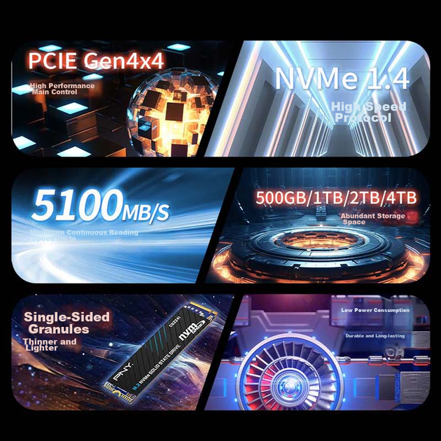 Твердотільний накопичувач PNY серії CS2241 ємністю 1 ТБ, інтерфейс NVMe M.2, PCIe 4.0 x 4 - зображення 6