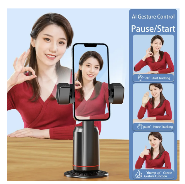 Штатив-стабилизатор Q02 AI Face Tracking 360° для смартфона с автоматическим отслеживанием лица, управлением жестами, аккумулятором 1200 мА·ч и временем работы до 6 часов - изображение 7