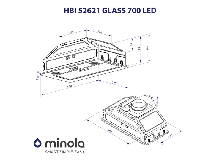 Вытяжка встраиваемая Minola HBI 52621 WH GLASS 700 LED - изображение 10