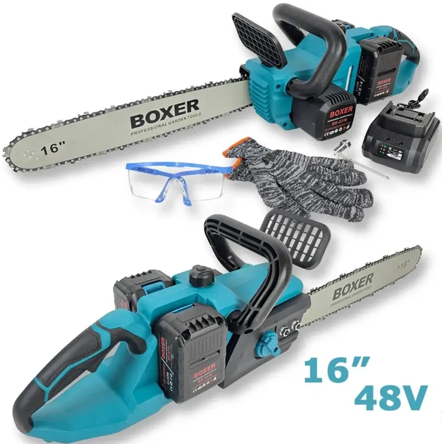 Аккумуляторная цепная пила BOXER BX3316 48 В 5 Ач шина 40 см бесщеточный двигатель с двумя аккумуляторами в кейсе - изображение 5