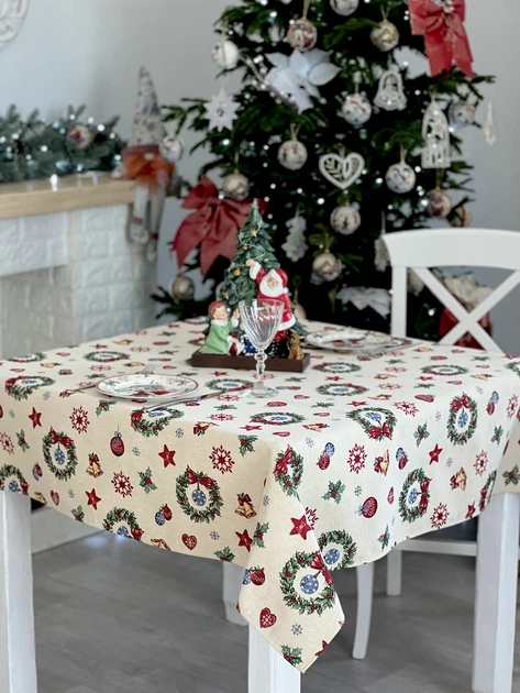 Скатерть гобеленовая MERRY 137х280 см Новогодняя Ассорти - Фото 3 Скатерть гобеленовая MERRY 137х280 см Новогодняя Ассорти - изображение 3