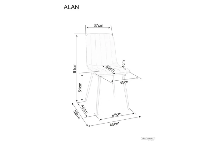 Стул ALAN BREGO 39x45x91 см Металл/Ткань Черный каркас/Серый - изображение 2