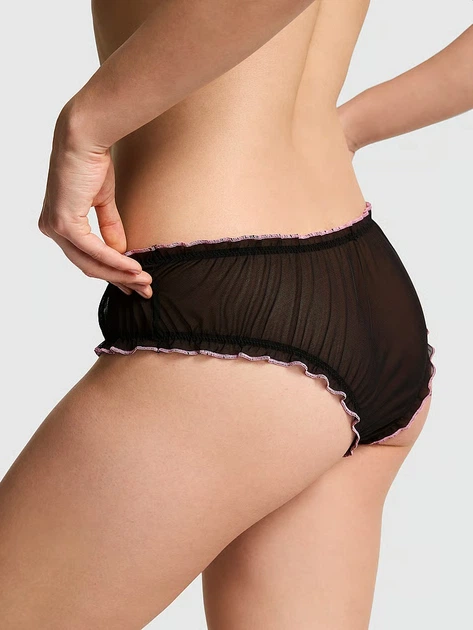 Трусики Victoria's Secret PINK Wink™ Ruﬄe Cheeky Panty S Чорний (27280855) - изображение 2