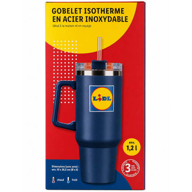 Изотермическая кружка Lidl HG12790A с ручкой и трубочкой 1.2 л Blue (3_08540) - изображение 7