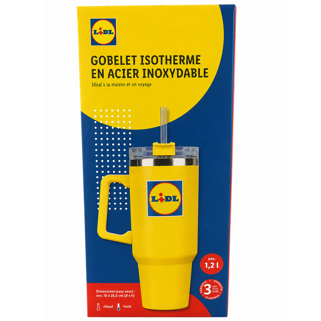 Изотермическая кружка Lidl HG12790B с ручкой и трубочкой 1.2 л Yellow (3_08536) - изображение 8