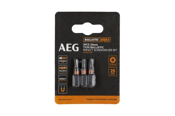 Бита ударная AEG AAK252TX10, TX10, 25мм (3шт) (4932479173) - Фото 1 Бита ударная AEG AAK252TX10, TX10, 25мм (3шт) (4932479173) - изображение 1