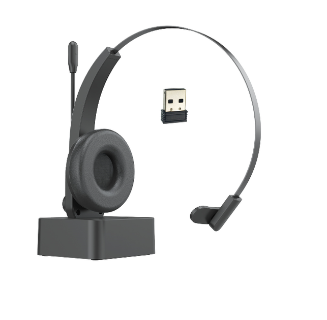 Бездротова Bluetooth-гарнітура Opptel BH63S з поворотним мікрофоном та USB-ресивером 2.4G (Чорний) - зображення 3