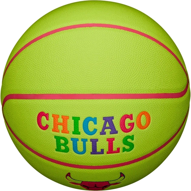 Баскетбольный мяч Wilson NBA TEAM NEON CHICAGO BULLS салатово-розовый Размер 7 WZ4037402XB7 - изображение 5