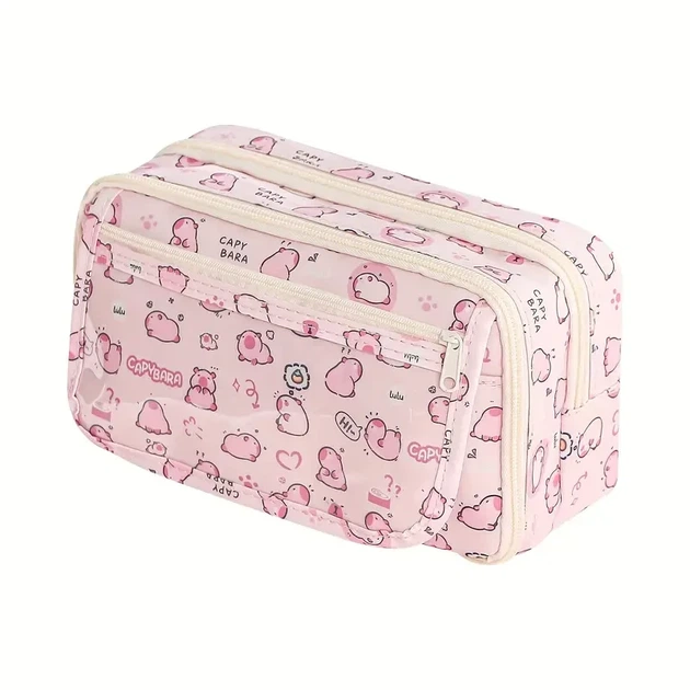 Пенал для карандашей Capybara Print Oxford Cloth - Многофункциональный органайзер для канцелярских принадлежностей - Фото 2 Пенал для карандашей Capybara Print Oxford Cloth - Многофункциональный органайзер для канцелярских принадлежностей - изображение 2
