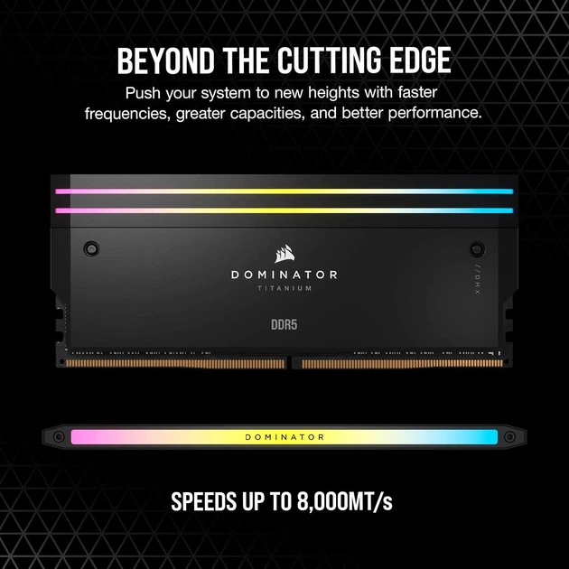 Пам'ять для настільних комп'ютерів Corsair 32 GB (2x16GB) DDR5 7200 MHz Dominator Titanium RGB (CMP32GX5M2X7200C34) - изображение 2