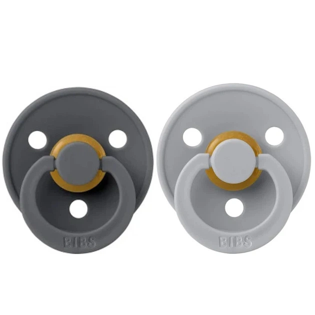 Соска BIBS 0-6 мес Colour Latex Round (кругла) – Iron / Cloud, 2 шт - зображення 5