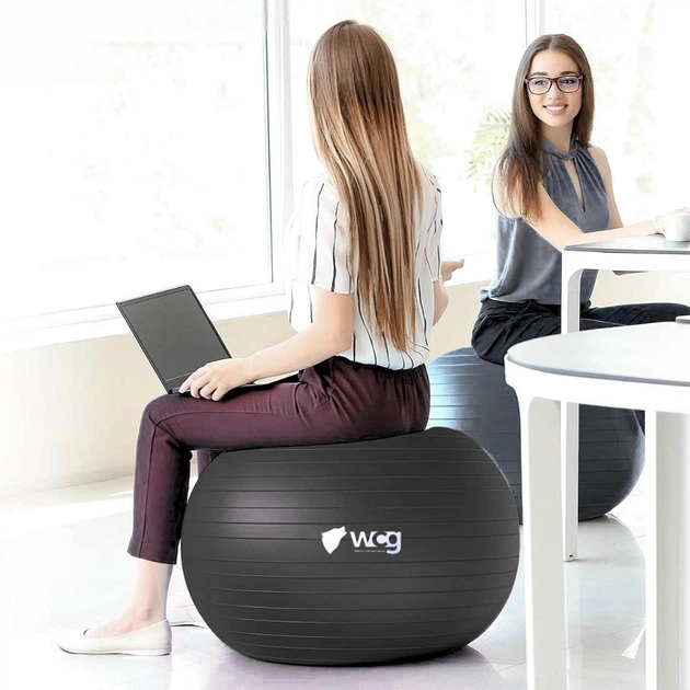 Фитбол для йоги пилатеса и фитнеса для взрослых с системой антиразрыв WCG Balance Pro 85 см Anti-Burst Фитбол для беременных и тренировок дома и спортзала с насосом и системой Anti-Burst нагрузка до 500 кг Черный - Фото 2 Фитбол для йоги пилатеса и фитнеса для взрослых с системой антиразрыв WCG Balance Pro 85 см Anti-Burst Фитбол для беременных и тренировок дома и спортзала с насосом и системой Anti-Burst нагрузка до 500 кг Черный - изображение 2